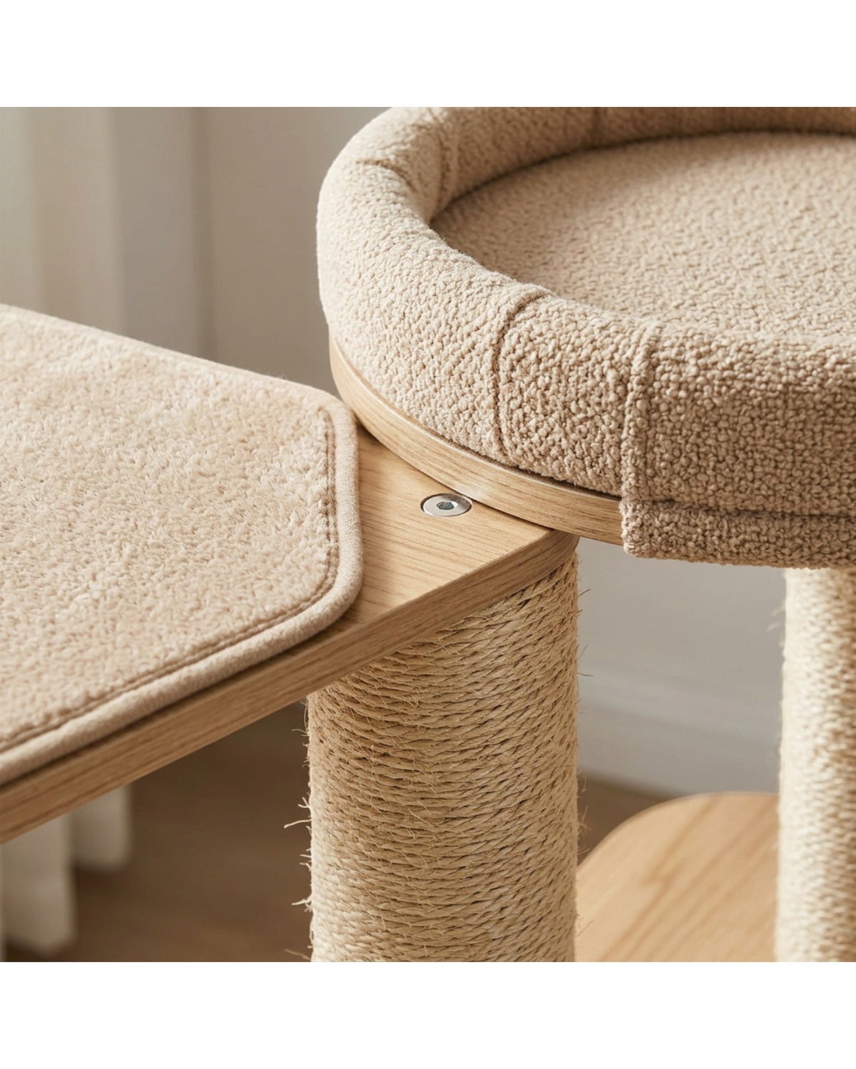 Wfkbz Oval Base Spiral Four Platform Cat Tree Sand - Detail view